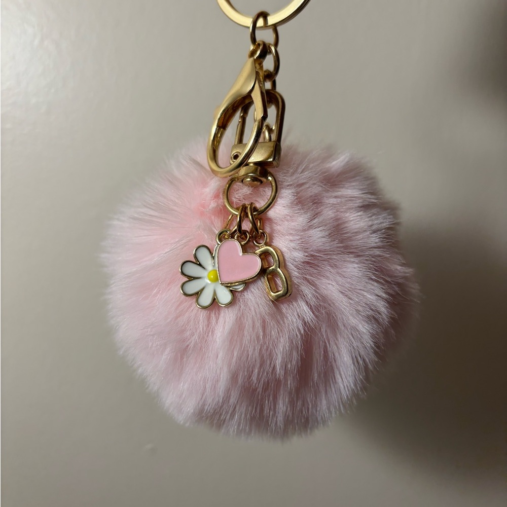 Fluffy Keychain with 3 charms